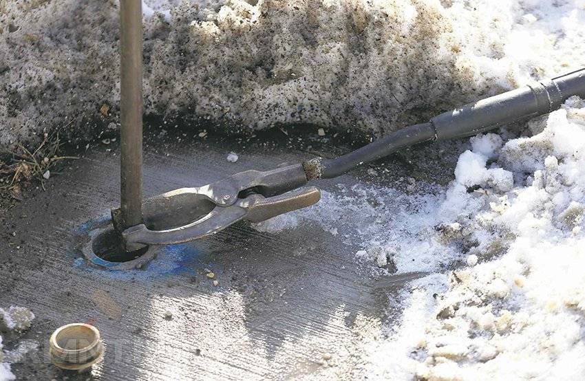 Разморозка трубы отвода воды септика в Пушкино